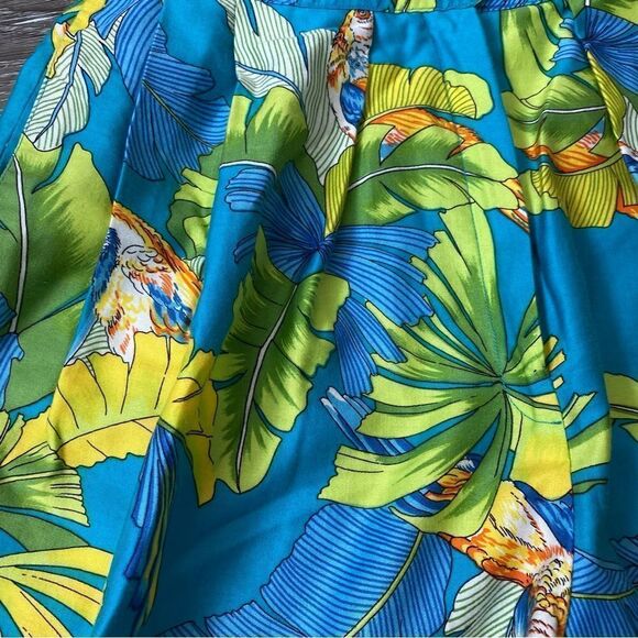 Vintage 80’s Tropical High Waist Cotton Shorts Paula Saker Pleated Pockets SZ 10 - Picture 10 of 15